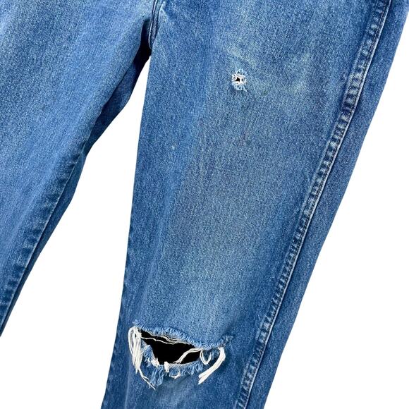 Vintage 90s Wranglers Jeans Raw Hem Faded Distressed Denim Straight Leg 30x31 - Picture 9 of 9